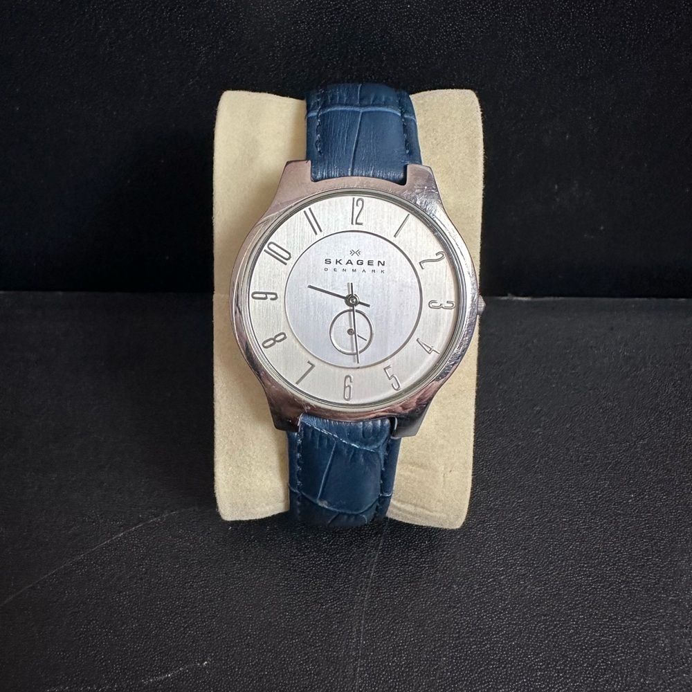 Skagen Classic Silver Watch with Deep Blue Strap